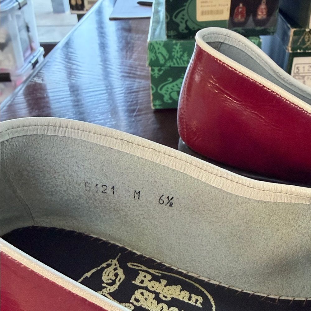 Red Women's Flats with Bow Detail - Picture 6 of 8